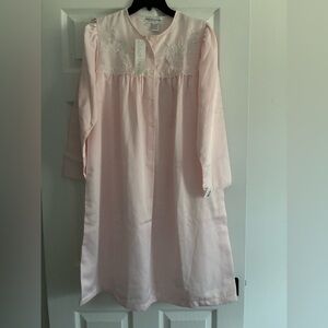 Miss Elaine Brushed-Back Pink Satin Nightgown Size Small NWT
